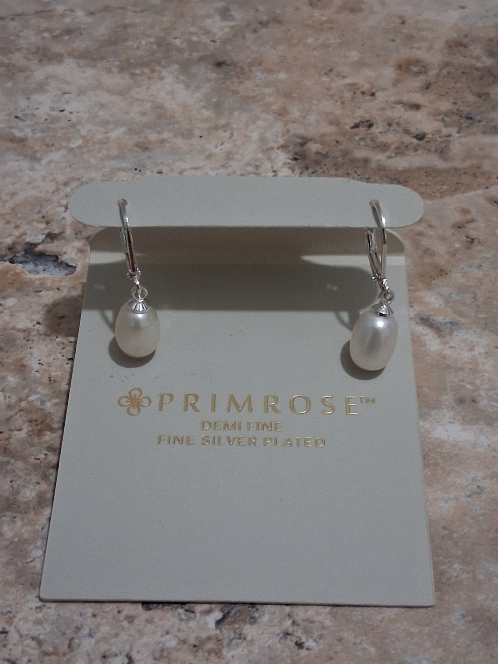 Primrose Silver-Plated White Pearl Drop Earrings